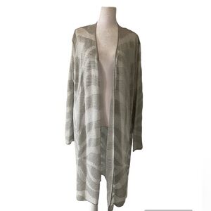 Chico’s 3 XL cardigan long silver metallic open